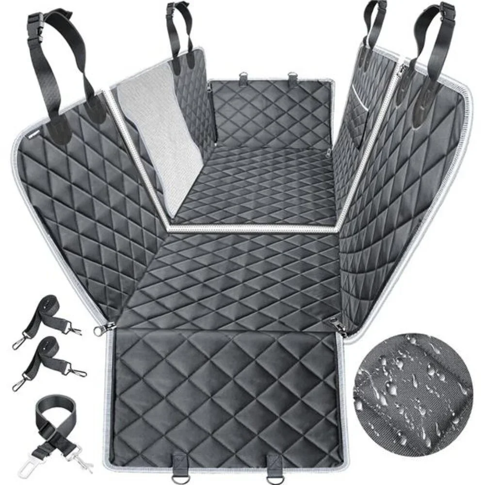 6-in-1 Dog Car Seat Cover for Back Seat, Waterproof Dog Car Hammock 40/60 Split